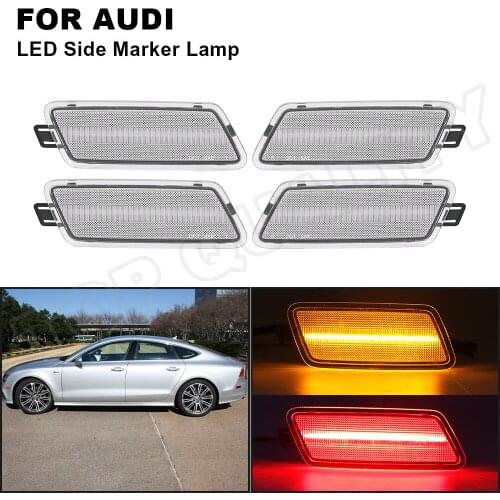 4Pcs Amber/Red Front/Rear Turn Signal Side Marker Light Fender Lamp For Audi A7 Quattro S7 RS7 OEM No 4G8945127 & 4G8945128