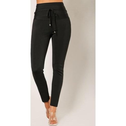 High Quality Black Bodycon Rayon Bandage Pant Sexy Fashion Pant