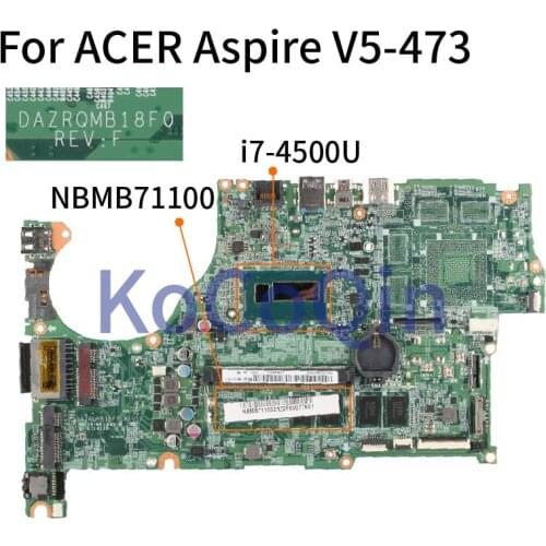 For ACER Aspire V5-473G V5-573P I7-4500U Laptop Motherboard DAZRQMB18F0 SR16Z Mainboard DDR3