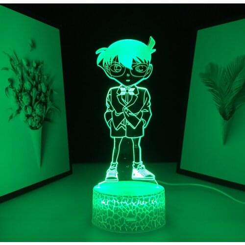 Detective Anime Figure LED Night Light for Child Bedroom Decoration Gift Nightlight Manga Case Closed Kid 3D Night Lamp Dropship