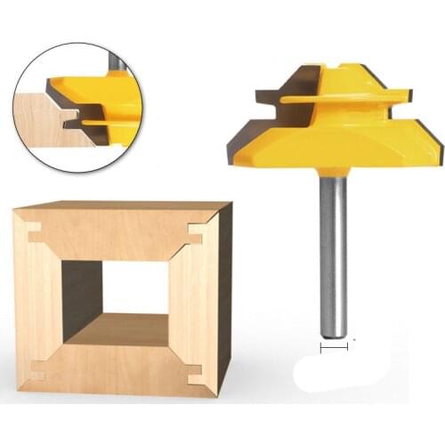 8MM End Mill Shank 45 Degree Lock Miter Router Bit Tenon Milling Cutter Woodworking Tool for Wood Tools