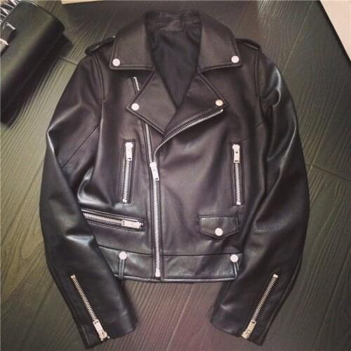 Classic real leather jackets for women 2020 spring autumn female sheepskin genuine leather coats black A82