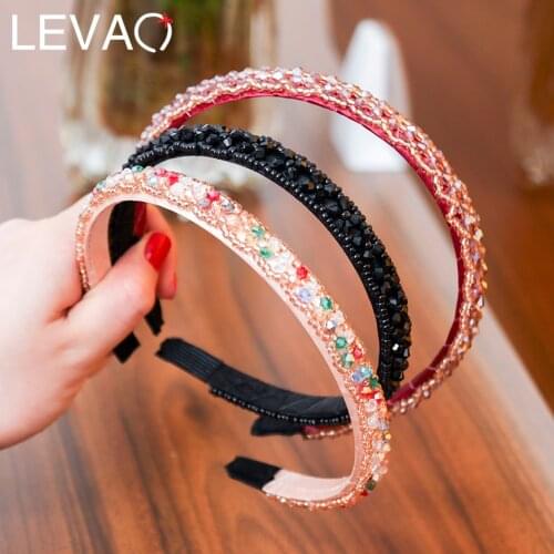 Levao Fashion Headwear Crystal Beaded Hair Band for Girl Women Hair Hoop Hair Accessories Headwear Pearl Flower Headband