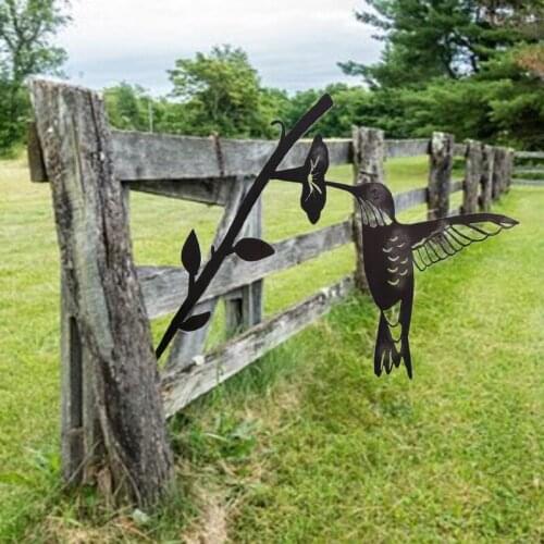 Hummingbird Metal Bird Art Decoration for Yard Tree Ornament Garden Bird Silhouette Stake Sign Outdoor 449E