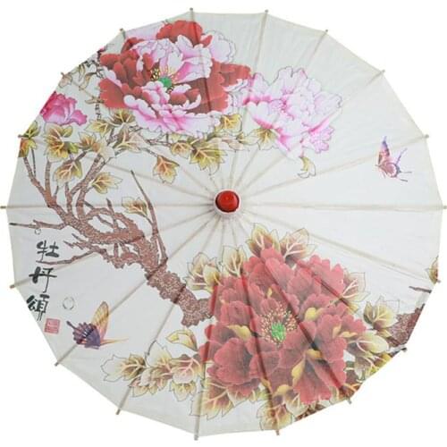 Mini Hand-painted Umbrella Oil Paper Shopping Mall Ceiling Decoration Straight Pole Ancient Style Gift Craft Umbrella Umbrella