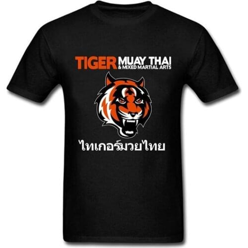 Fashion Cotton T-Shirts Tiger Muay Thai Kickboxing Mens Printed T-Shirt