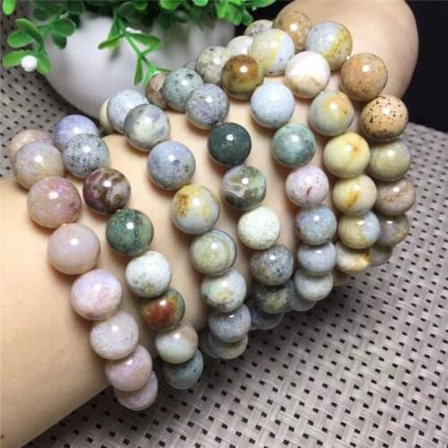 Fashion Natural Stone Ocean Agate Round Beads Bracelet Charms Wholesale