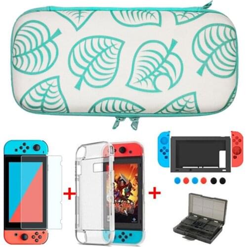 Animal Crossing Game Accessory Set For Nintendo Switch Travel Carrying Bag Protector Case Thumb Stick Grip Caps