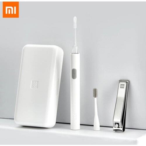 HUOHOU LED Portable USB Ear Nail Care Kit With Travel Box Kit Stainless Steel Nail Cutter USB Charging Ear Spoon Cleaning Tool