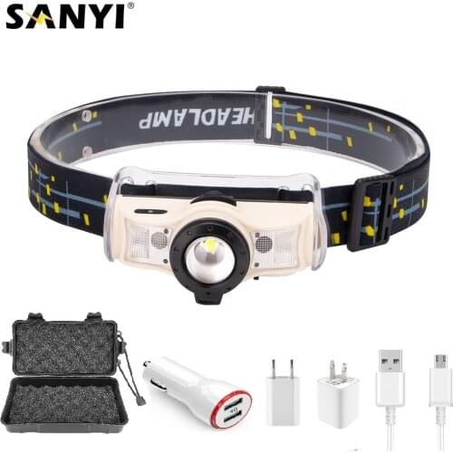 Infrared Sensor Headlamp Zoom Focus USB Rechargeable Headlight 4 Modes White Red L2 LED Head Flashlight Night Fishing Head Torch