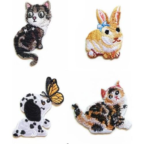 New Arrival Cute Animal Cat Dog Embroidered Patches Colorful Patches Supplies Handmade Sewing on Clothes Bags Accessories