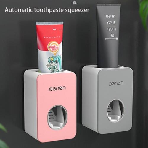 1Piece Portable Artifact Toothbrush Wall Hanging Holder Automatic Toothpaste Squeeze Free Punching Home Bathroom Products