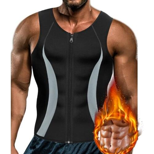 Neoprene Zipper Men Body Shaper Sweat Waist Trainer Tummy Control Sauna Slimming Vest Fitness Fat Burner Tops
