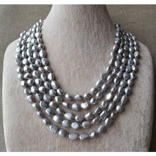 New Favorite Pearl Necklace 100inches Long Gray Baroque Genuine Freshwater Pearl Handmade Jewelry Birthday Party Lady Gift