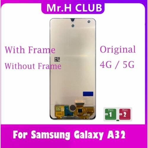 Original 6.4'' LCD For Samsung Galaxy A32 A325 4G A326 5G A325F SM-A325F LCD Display Touch Screen Digitizer Assembly With Frame