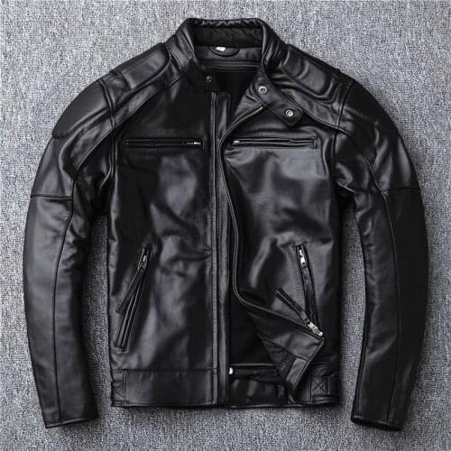 Autumn Mens High Quality Cow Leather jackets Chic men genuine leather motor&biker coat C573