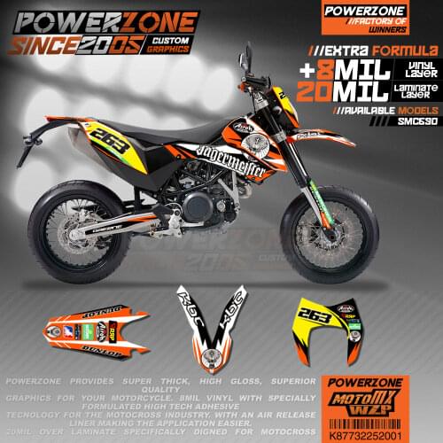 PowerZone Custom Team Graphics Backgrounds Decals 3M Stickers Kit For KTM SMC690 08-11 LC4 ENDURO 08-11 LC4 ENDURO R 2009-11 001