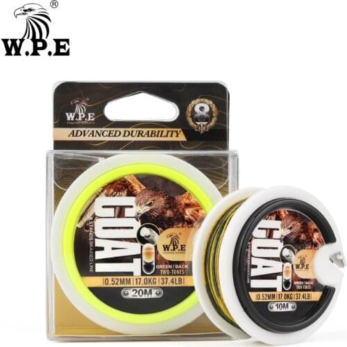 W.P.E 10m/20m Coated 8 Strands Braided Fishing Line 0.52mm 17kg 37.4lb Skin Line Carp Fishing Line Carp Fishing Tackle Pesca