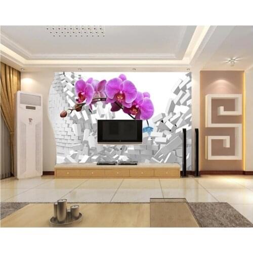 Custom 3d photo wallpaper 3d wall murals wallpaper 3 d dream butterfly orchid TV setting wall paper 3d wallpaper for living room
