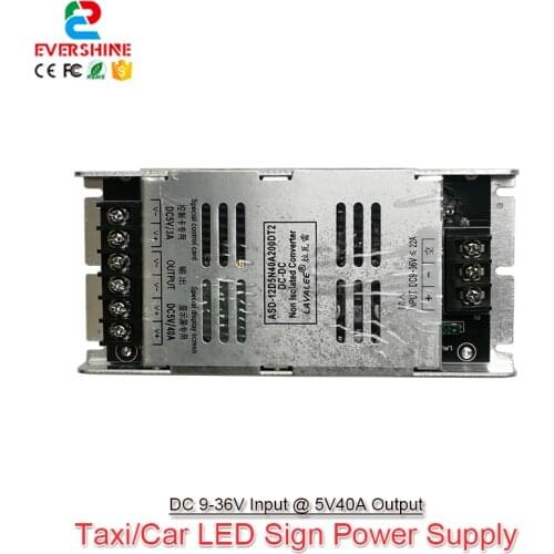 LAVALEE Converter DC9V to 36V Input to 5V40A 200W Ultra Thin High Efficiency For Taxi Car LED Sign Dedicated Power Supply