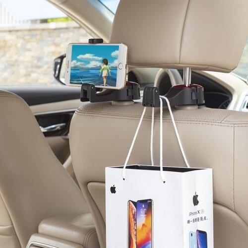 Adjustable Car Headrest Hooks Mobile Stand Car Phone Holder Fastener Seat Back Hanger Clips For Bag Handbag Houseware