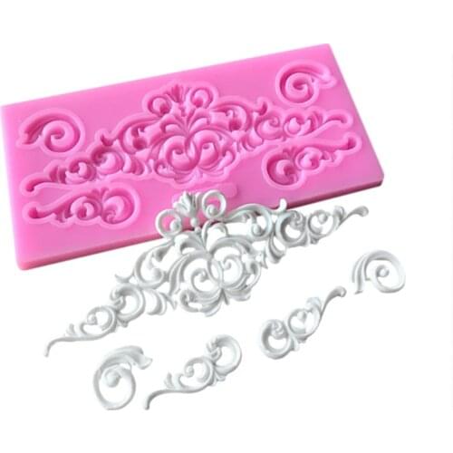 Relief Border Baroque Silicone Molds Wedding Cupcake Topper Fondant Cake Decorating Tools Candy Clay Chocolate Gumpaste Moulds