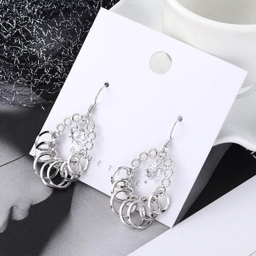 TONGKWOK Bohemia Exaggeration Dangle Earrings For Women Silk Thread Tassel Metal Long Chandelier Earrings #138910