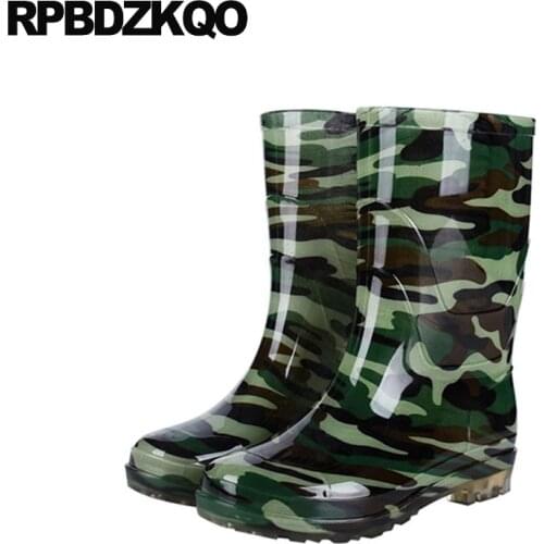 Shoes Waterproof Non Slip Tall On Mens Rubber Rain Boots Winter Designer Round Toe Camouflage Black Fall Cheap Mid Calf Fur Flat