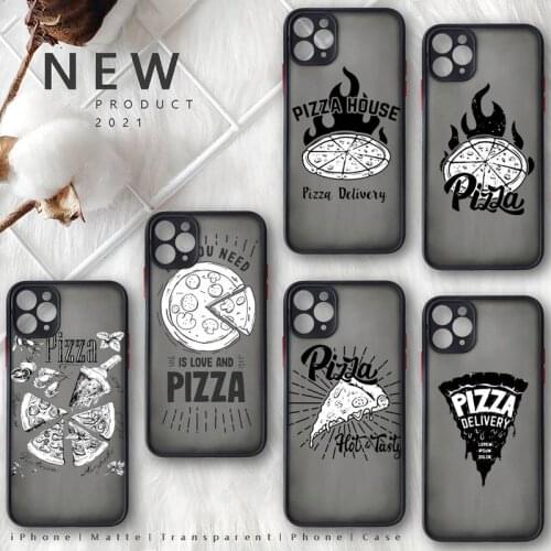 Pizza black funny Phone Case Matte Transparent for iphone 11 12 pro mini XS XR X max 7 8 plus TPU Mobile bags coque shell funda