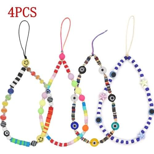 Ethnic Lovely Soft Pottery Womens Handphone Strap Evil Eye Striped Hanging Cord Accessories For Women Beach Travel
