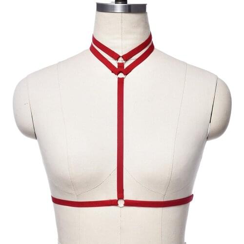 Women Goth Bondage Body Harness Rave Open Chest Harness Bra Pole Dance Wear Adjustable Sexy Lingerie