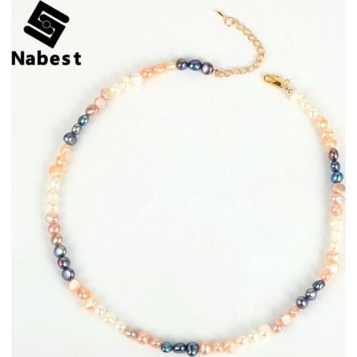 Women Girls Natural Fresh Water Pearls Necklace White Pink Purple Black Freshwater Baroque Pearl Choker Jewelry 45cm