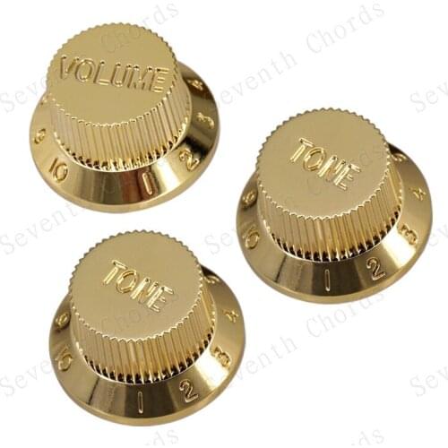 1 Set Gold Golden Electric Guitar Bass Tone And Volume Electronic Control Knobs Cap For Strato Guitar