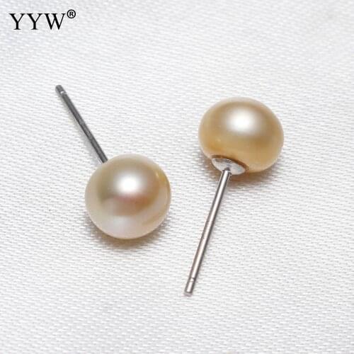 1pair Baroque Freshwater Pearl Stud Earring For Woman Designs 7-7.5mm Vintage Natural Pearl Earrings Drop Shipping