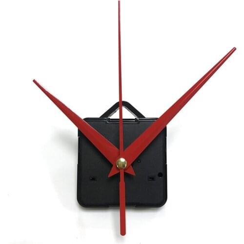 10sets/lot Wall Clock Mechanism Quartz Clock Movement with red metal hands Mute Slab Dedicated Thread Axis 13mm shaft with hook