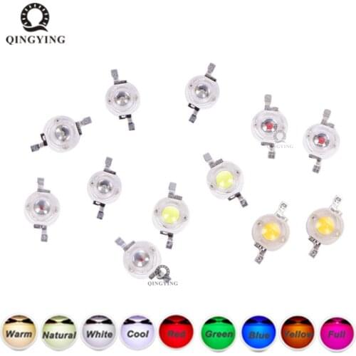 100pcs 1W LED 3W LED High Power LEDs Diodes Warm White Cold White Natural White RGB Red Green Blue Yellow Light Source