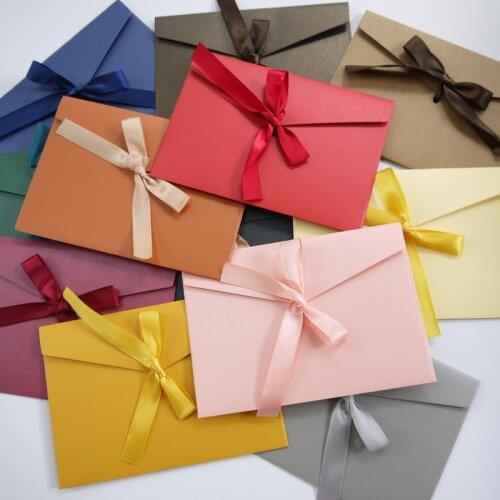 20pcs/set Ribbon Pearl Paper Blank Envelope Wedding Invitation Envelope/Gift Envelope 12 Color Drop Transport