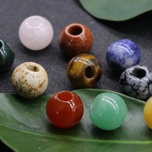 50pcs/lot 12mm 14mm With 5mm Hole Natural Stone Beads Crystal Aventurine Pendants For DIY Bracelet Necklace Jewelry Accessories
