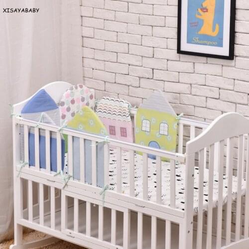 6 Pcs /Sets Cotton Baby Bed Bumper China Embroidery Decals Cartoon Small House Shape Baby Cirb Bumpers Baby Bedding