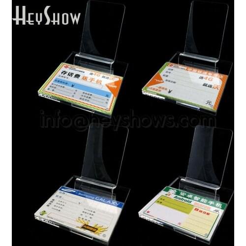 Acrylic Phone Stand Transparent Cell Phone Display Holder Base With Price Tag Holder For Mobile Phone Usage Under 6 Inches