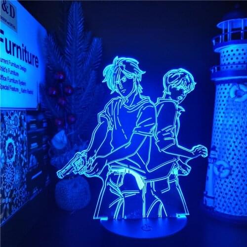Anime 3D Lamp Banana Fish ASH LYNX EIJI OKUMURA Figure LED Night Light Color Changing luminaria Table Lamp Kid Boy Birthday Gift