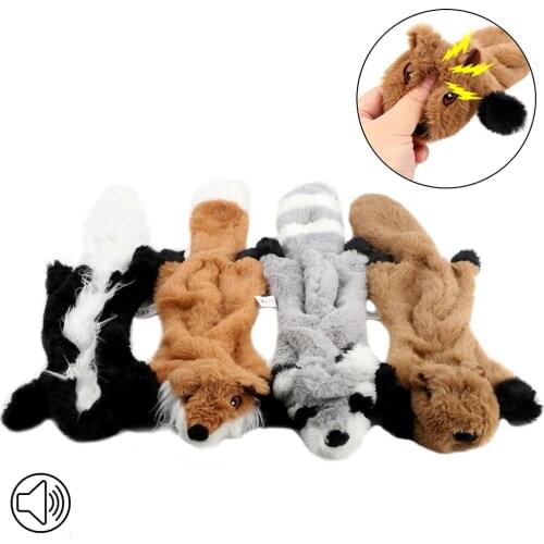 Squirrel Raccoon Fox Skunk Animal Plush Toy Squeak Pet New Cute Plush Toys Squeaky Whistling Involved Squirrel Dog Toys