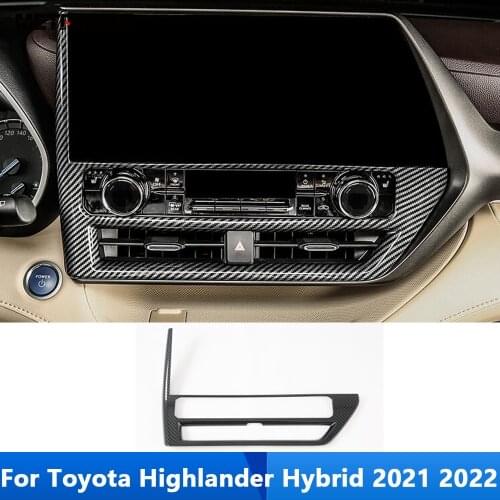 For Toyota Highlander Hybrid 2021 2022 Carbon Fiber Center Control Navigation Viewing Screen Frame Sticker Inner Car Accessories