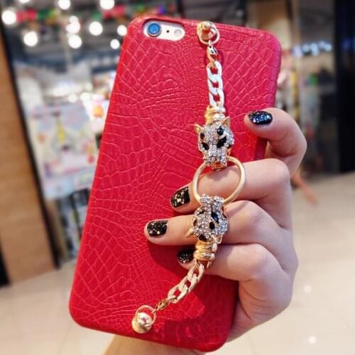 Fashion Diamond Rhinestone Leopard Hand Chain Bracelet Leather Case Cover For iPhone 11 Pro Max 6 6S 7 8 Plus X Xs Max XR SE