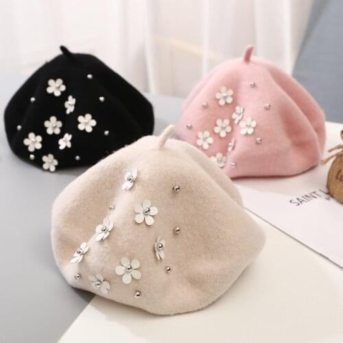 Childrens beret hat winter handmade woolen baby British painter cap men women baby beanie pumpkin hat