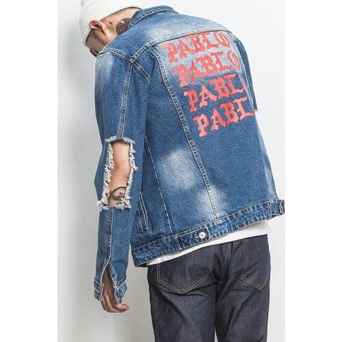 Design Hip Hop Hole Mens Denim Jacket Personality Outerwear Coats Outwear Male Cowboy Oversized 4XL 5XL #703