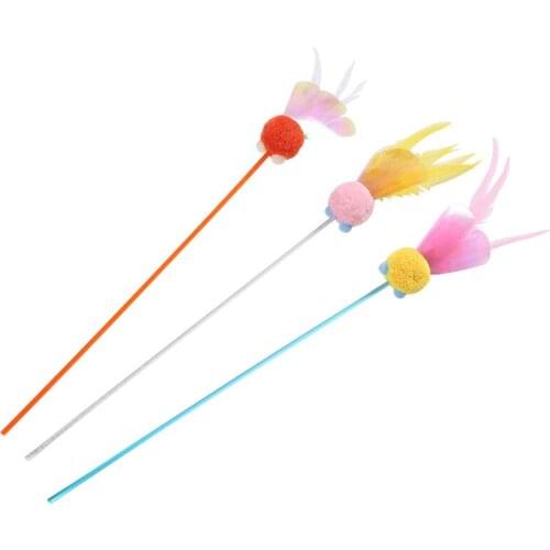 Pet Cat Teaser Toys Gatos Cat Toy Feather Pom Pom Toys For Cats Kitten Cat Catcher Teaser Stick Cat Interactive Toys