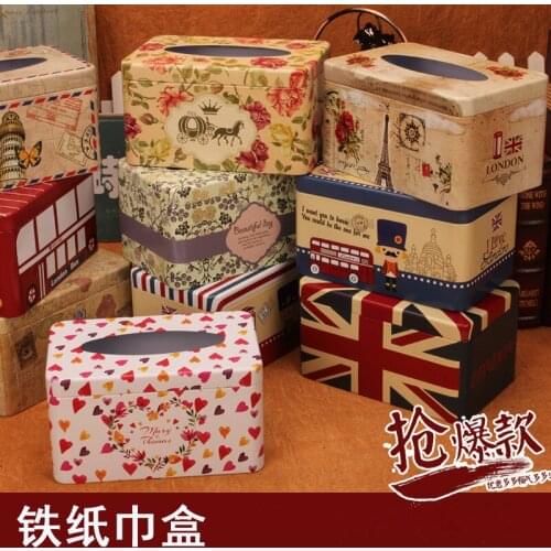 European Retro creative Car room table tissue napkin Iron Tissue box decorate childrens gifts