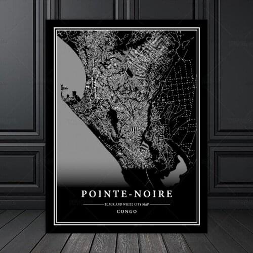 POINTE-NOIRE world city map Popular Living Room Kitchen Map Poster print wall Artwork Modern Canvas Painting home decoration