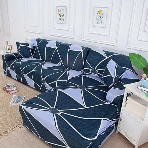 Geometric Sectional L Shape Stretch Elastic Sofa Cover Set for Living Room Corner Anti-dust Polyester Slipcover 1 2 3 4 seat
